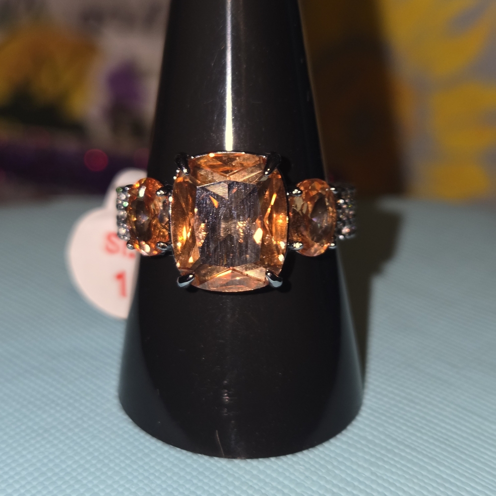 Radiant Orange Gemstone Ring